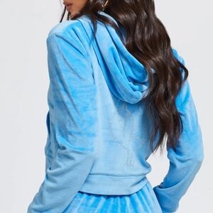 Victoria's Secret Women's Sky Blue Velour Hoodie ~ Size Medium